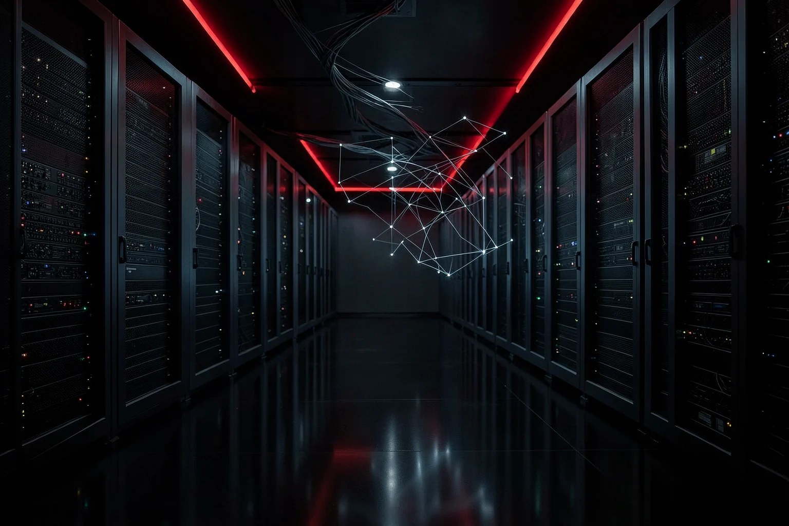 Connected server infrastructure illustrating a defined cloud environment.