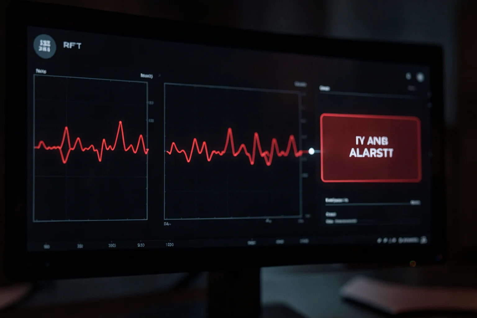 Illustrative event trace moving through telemetry and alerting panels.
