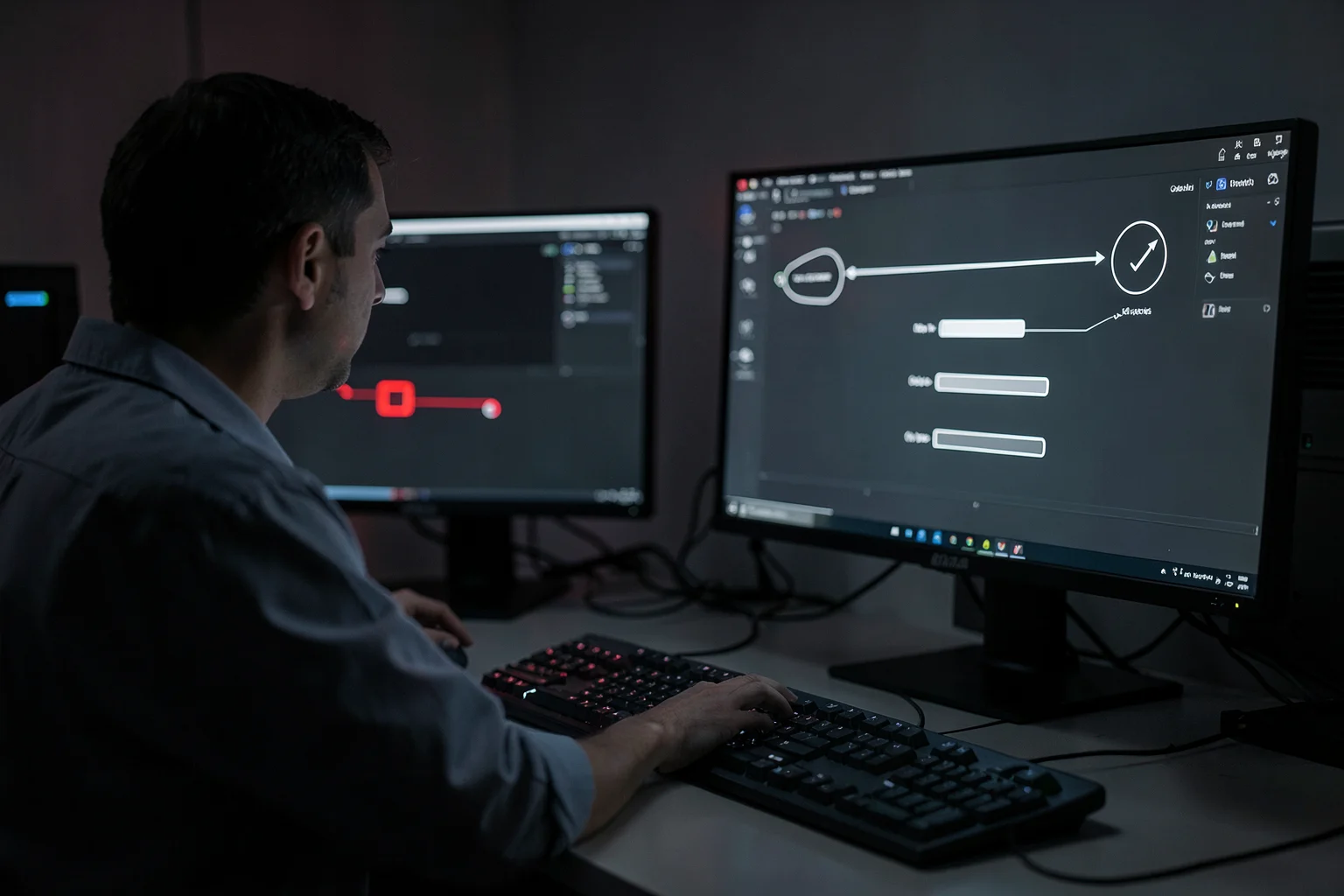 Engineer comparing the original finding with a repeated verification workflow.